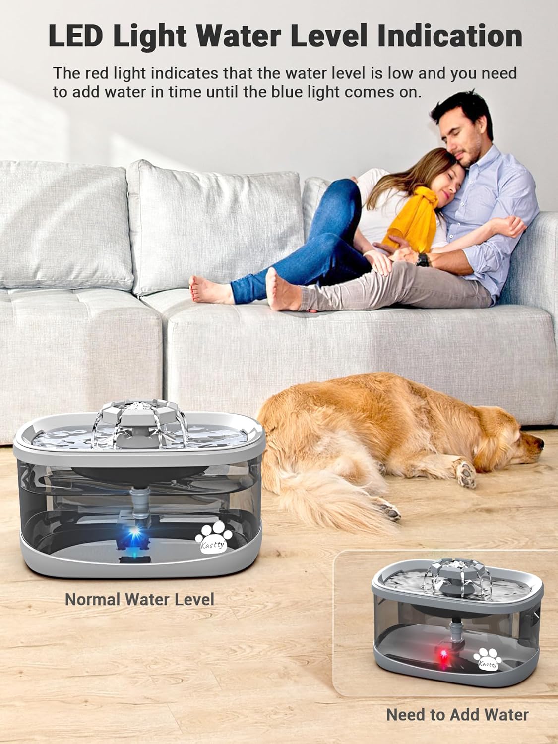 Kastty 2.5Gal/9.5L Dog Water Fountain