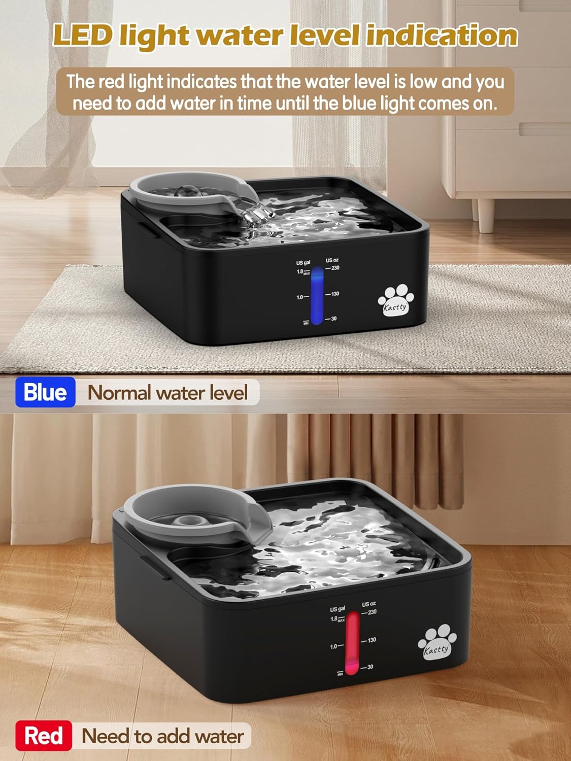 Kastty 2 Gallon Dog Water Fountain
