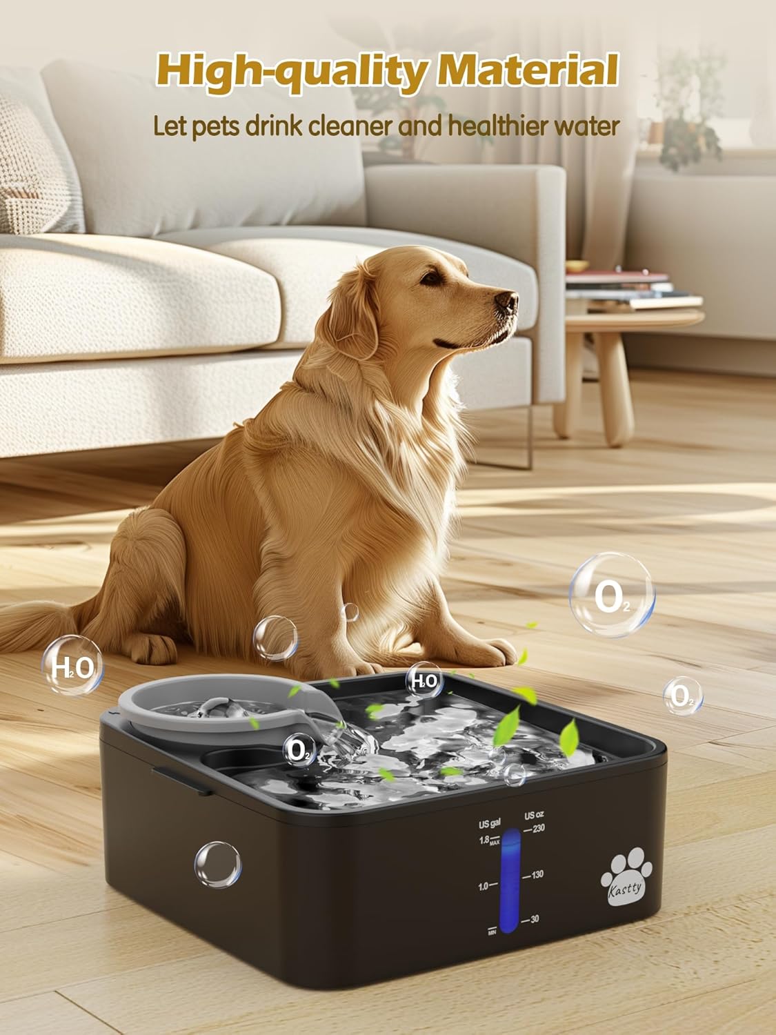 Kastty 2 Gallon Dog Water Fountain