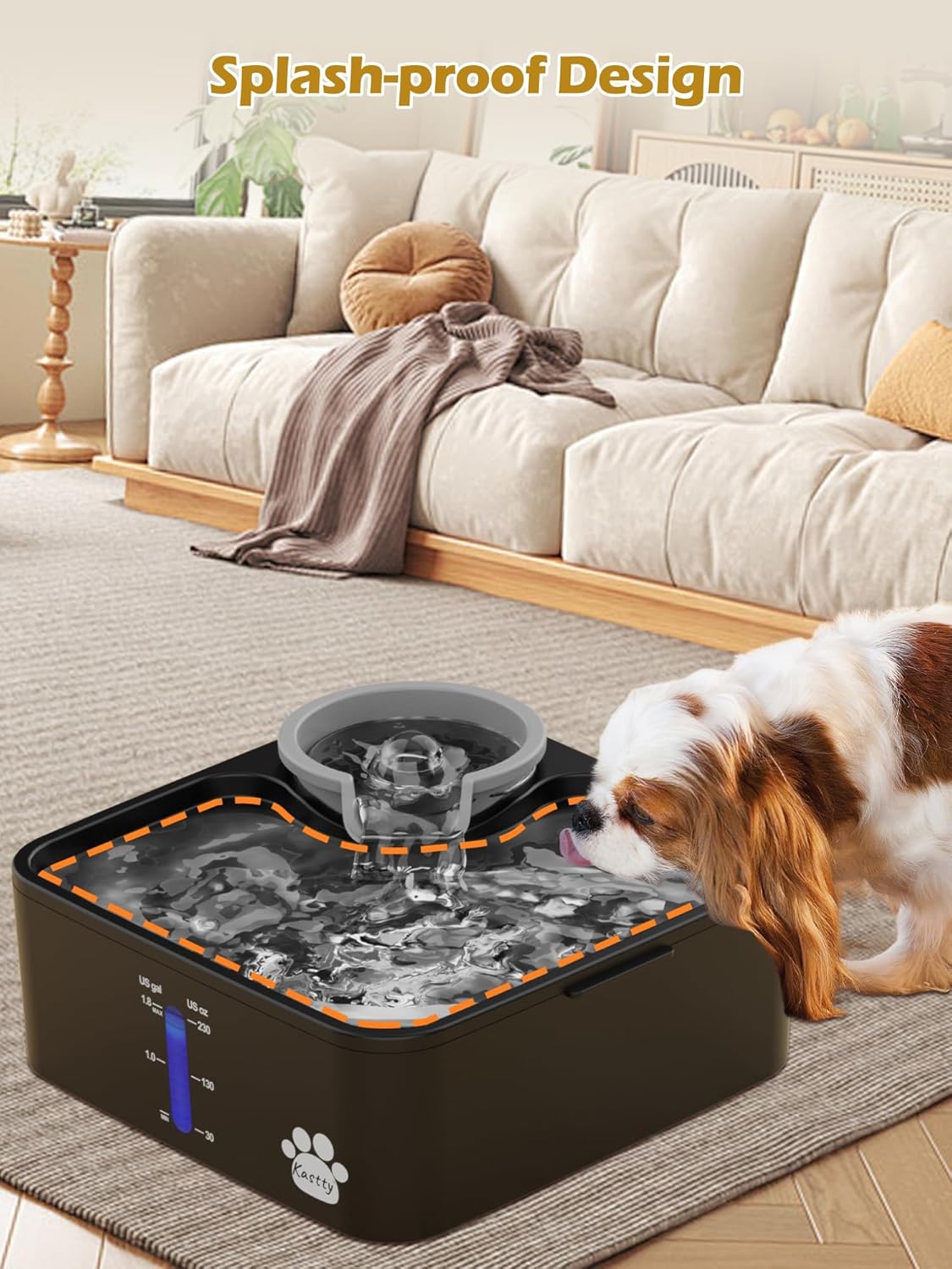 Kastty 2 Gallon Dog Water Fountain