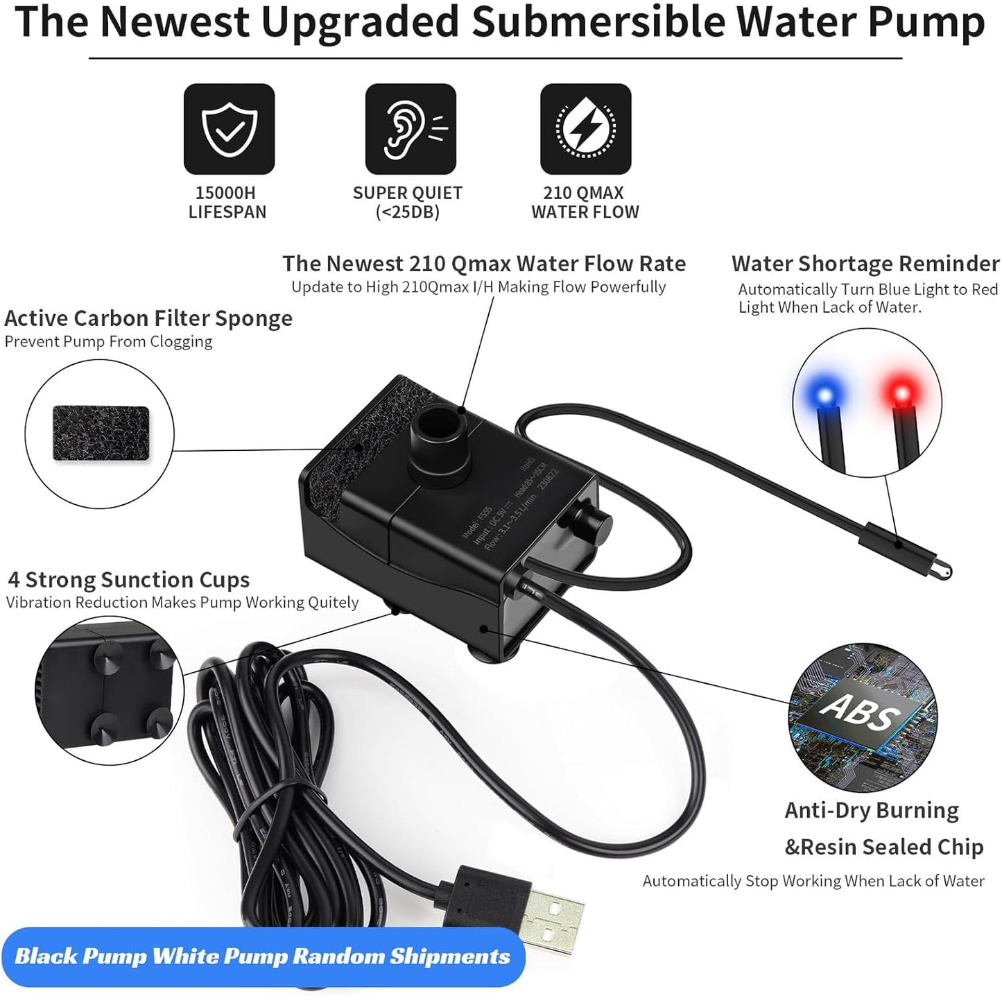 Replacement Water Pump for Kastty 2 Gallon Dog Water Fountains