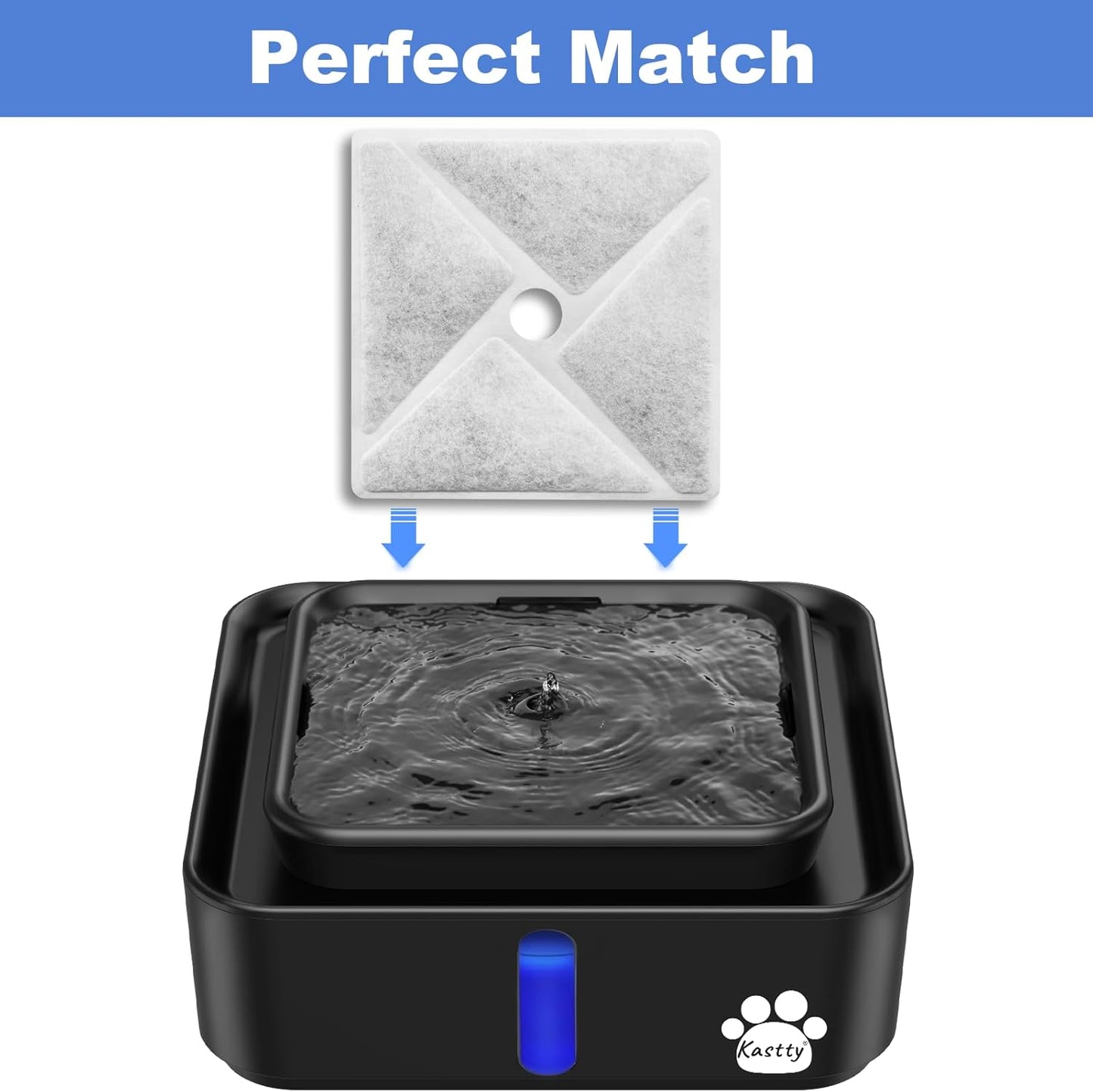 Kastty 14L/3.8Gal Large Dog Water Fountains Replacement F- ilters 6 Pack, Largest 9", Square Ultrafiltration, More Activated Carbon, Food Grade, 6 + 6 P ump F ilter + 1 Circle F ilter
