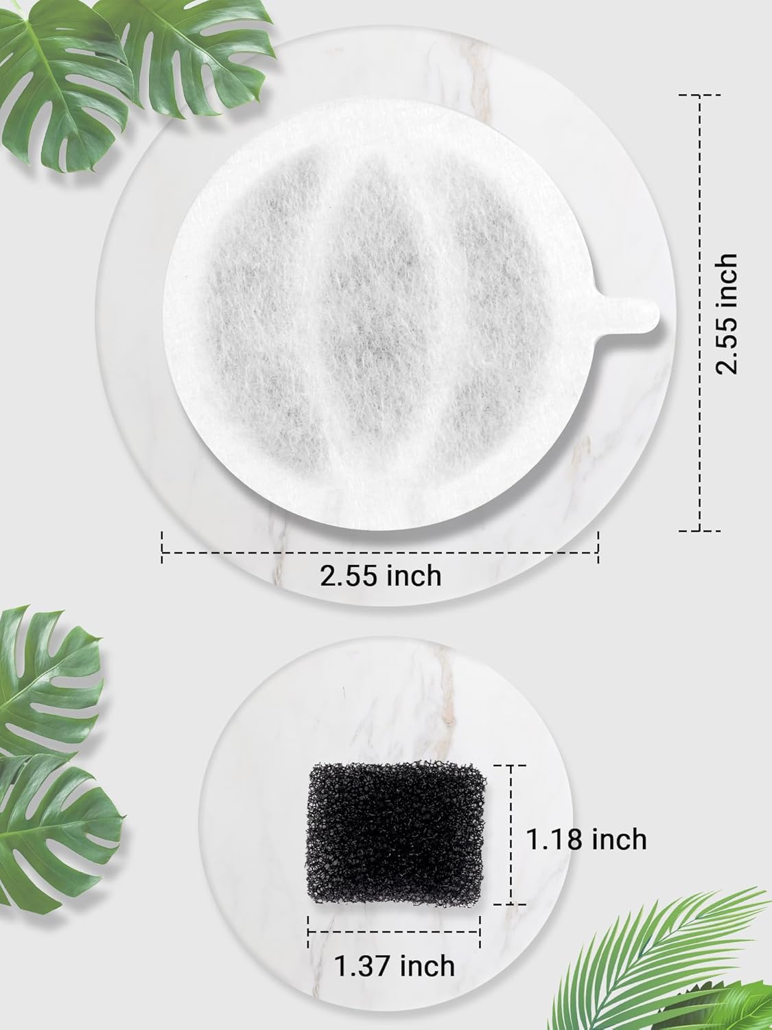 Kastty Cat Fountain Filter Replacement - 3.5L Activated Carbon Fountain Filter, 16 Pack With 2 Cotton
