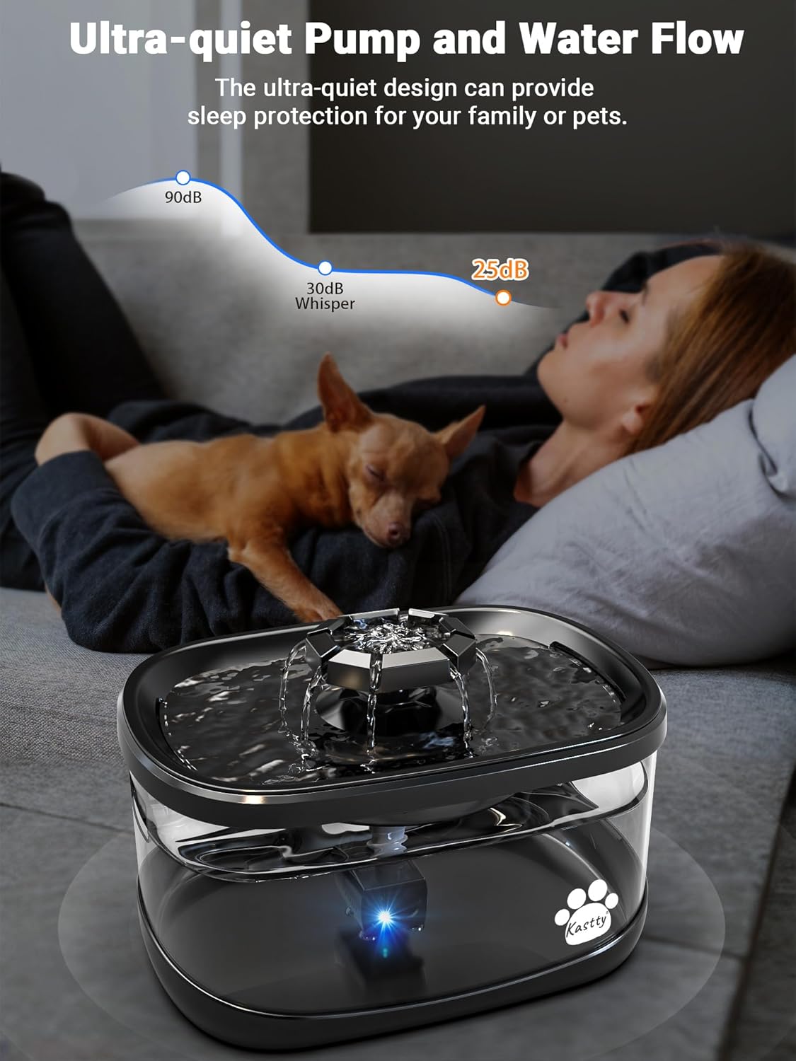 Kastty 2.5Gal/9.5L Dog Water Fountain