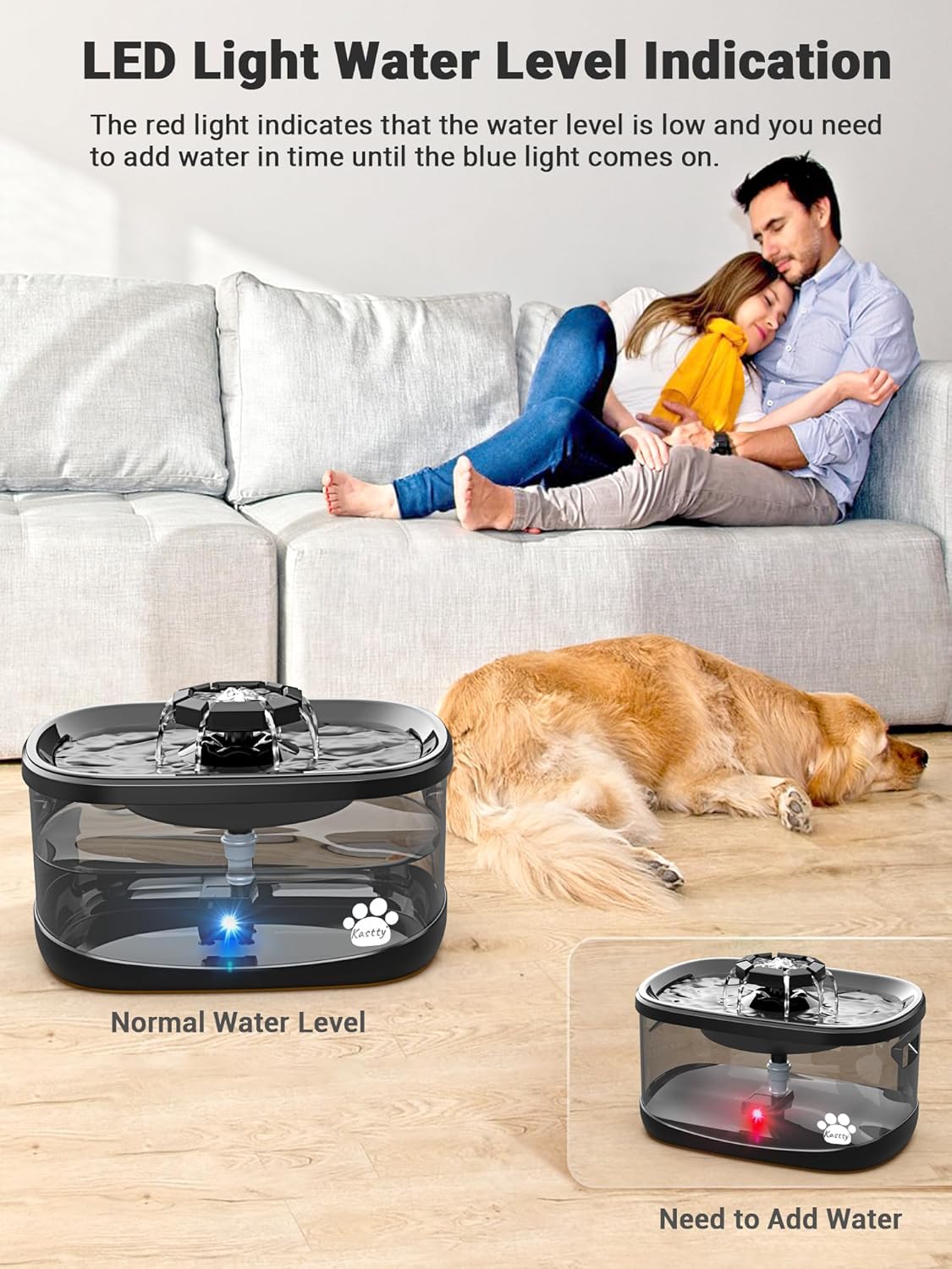 Kastty 2.5Gal/9.5L Dog Water Fountain