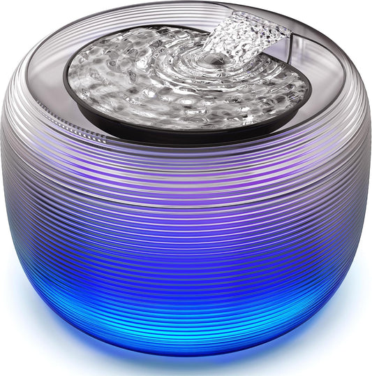 Kastty Quiet Cat Water Fountain, 3.5L/118oz Large Capacity Pet Water Fountain for Cats Indoor with Water Level LED Light