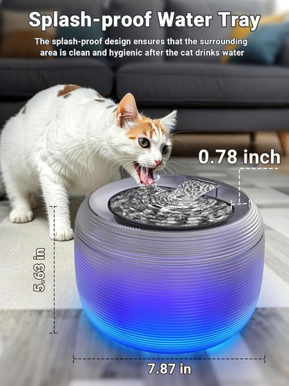 Kastty Quiet Cat Water Fountain, 3.5L/118oz Large Capacity Pet Water Fountain for Cats Indoor with Water Level LED Light