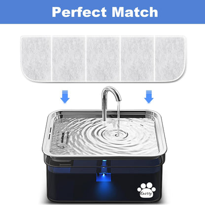 8 Pack Replacement F-ilters with 8 Pack Replacement P-ump F-ilters for Kastty 2.8GAL/10.5L SUS304 Stainlee Steel Large Dog Water Fountain, Made of Food Grade Activated Carbon and PP Cotton