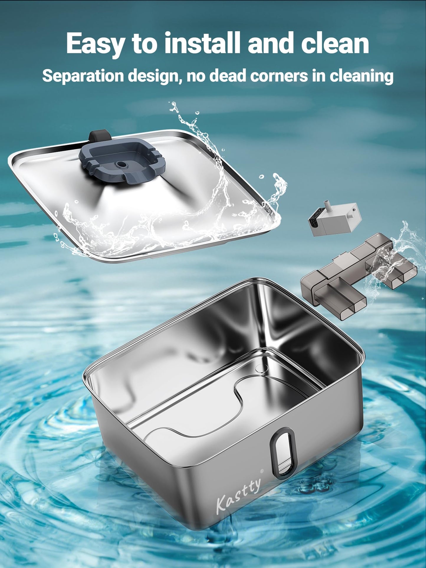 Kastty 15L/3.96 Gal Stainless Steel Dog Water Fountain, Large Capacity Dog Water Bowl Dispenser Quiet LED Light Triple Filtration Cat Water Fountain,Pet Water Fountain Easy Clean Yellow FS78