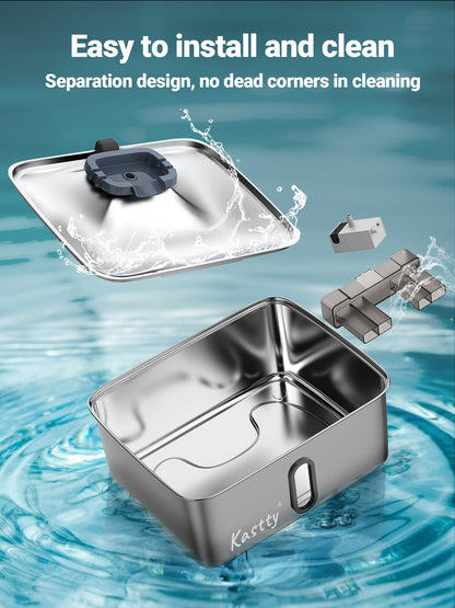 Kastty 15L/3.96 Gal Stainless Steel Dog Water Fountain, Large Capacity Dog Water Bowl Dispenser Quiet LED Light Triple Filtration Cat Water Fountain,Pet Water Fountain Easy Clean Yellow FS78