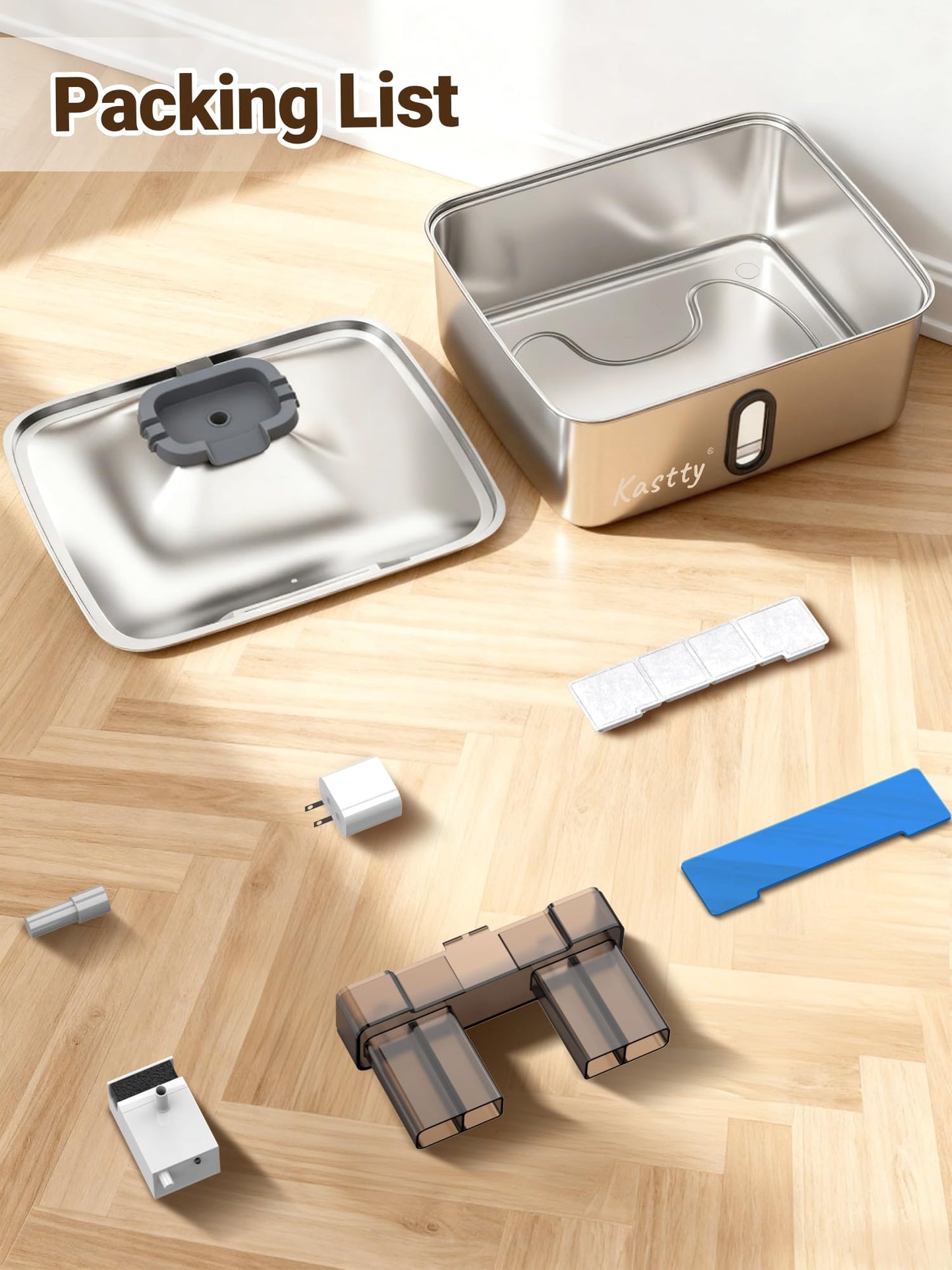 Kastty 15L/3.96 Gal Stainless Steel Dog Water Fountain, Large Capacity Dog Water Bowl Dispenser Quiet LED Light Triple Filtration Cat Water Fountain,Pet Water Fountain Easy Clean Yellow FS78