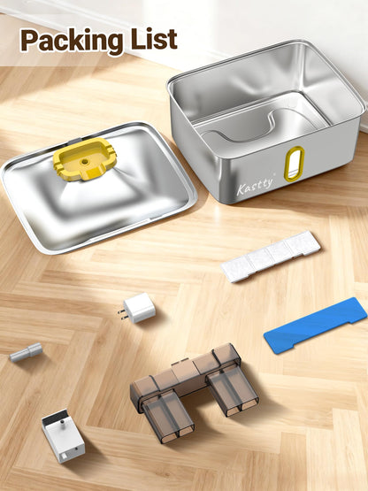 Kastty 15L/3.96 Gal Stainless Steel Dog Water Fountain, Large Capacity Dog Water Bowl Dispenser Quiet LED Light Triple Filtration Cat Water Fountain,Pet Water Fountain Easy Clean Yellow FS78