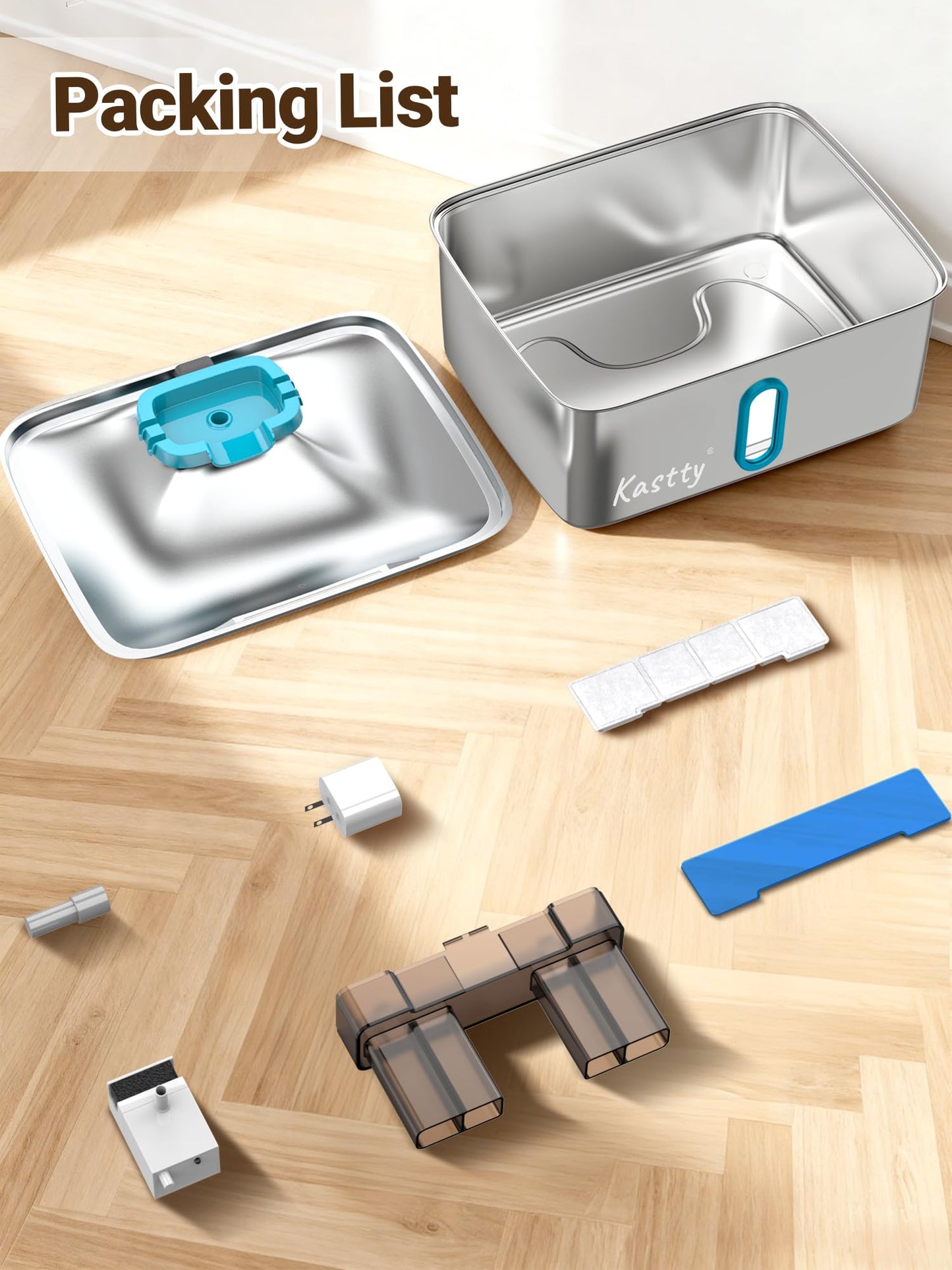 Kastty 15L/3.96 Gal Stainless Steel Dog Water Fountain, Large Capacity Dog Water Bowl Dispenser Quiet LED Light Triple Filtration Cat Water Fountain,Pet Water Fountain Easy Clean Yellow FS78